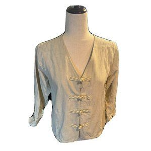 TRIBE a People United Yellow Gray HANDWOVEN COTTON tunic Striped Long Sleeve